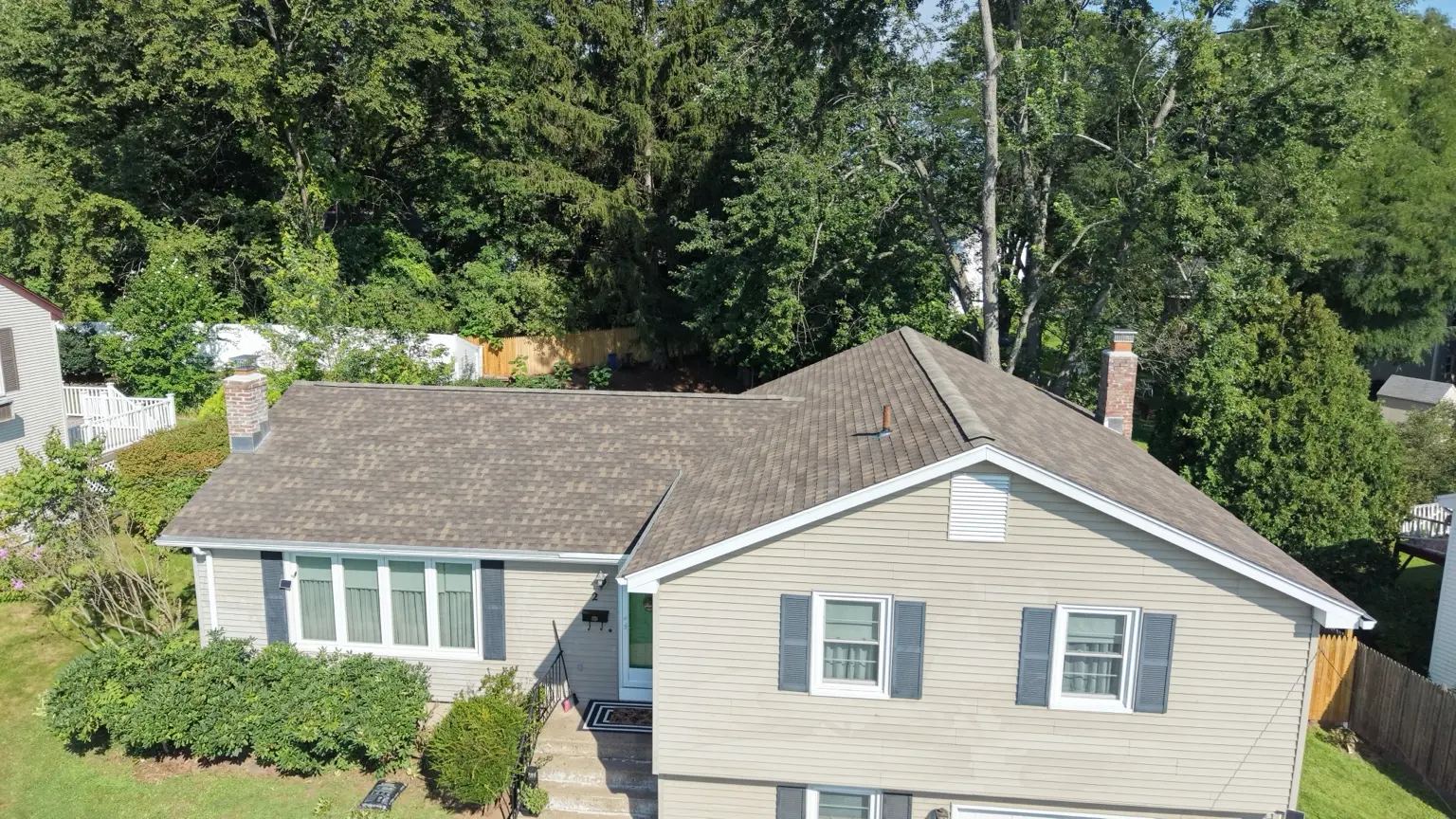 The finished roof, viewed from the front of the home.